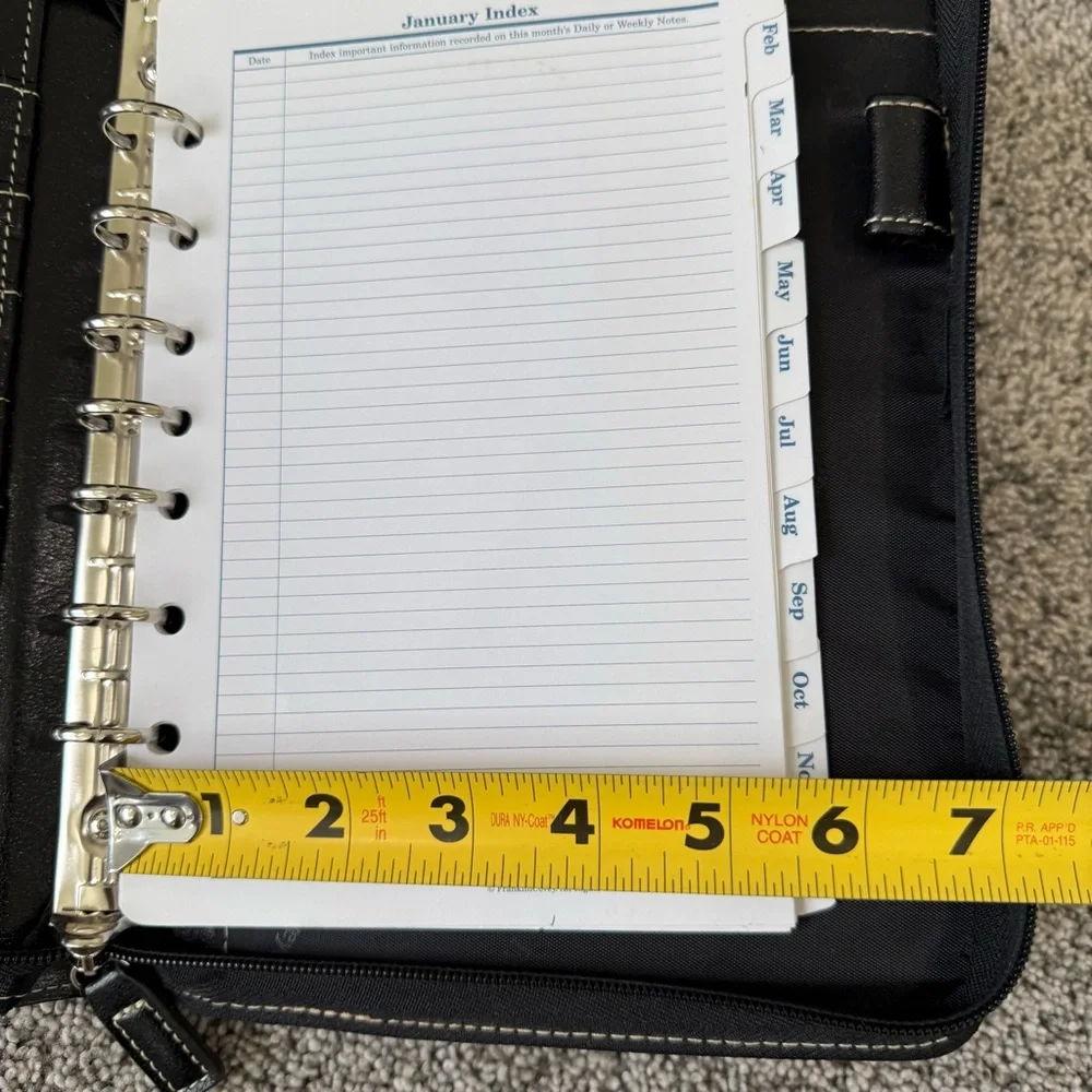 Franklin Covey Black Zip Around Leather 7 Ring Compact Planner 5.5 X 8.5 Inches - Picture 14 of 14